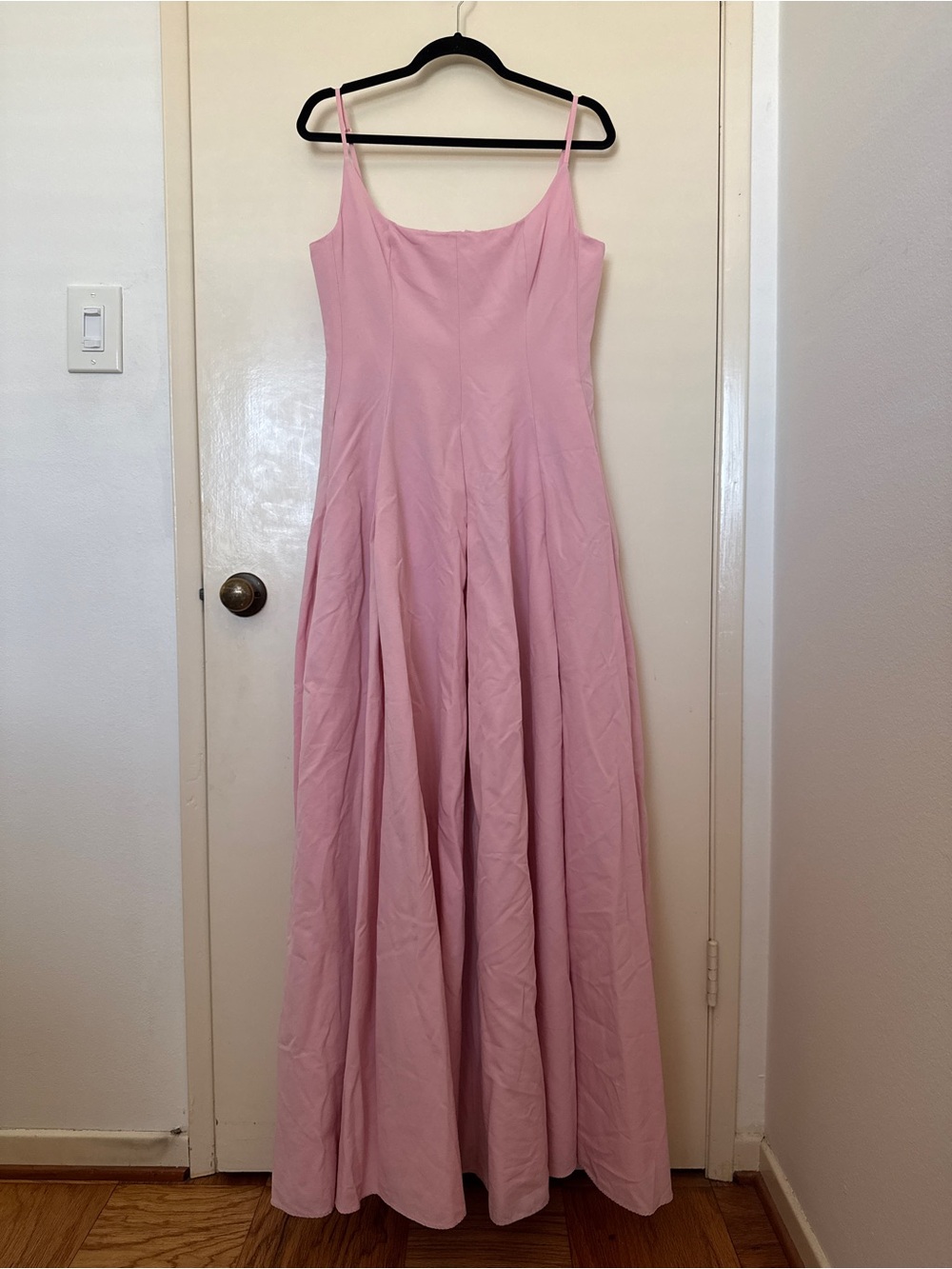 STAUD Joy Square Neck Spaghetti Strap Maxi Gown in Pink size 10